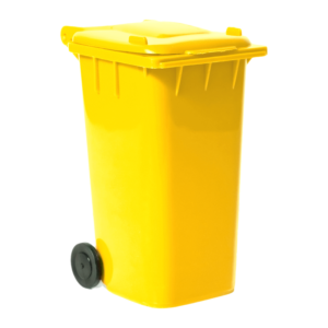 Yellow Recycling Bin  With Plastic